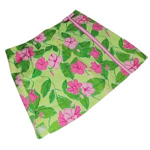 LILLY PULITZER White Label Skort Tropical Pink and Green Flowers Vines Sz 4 Vtg